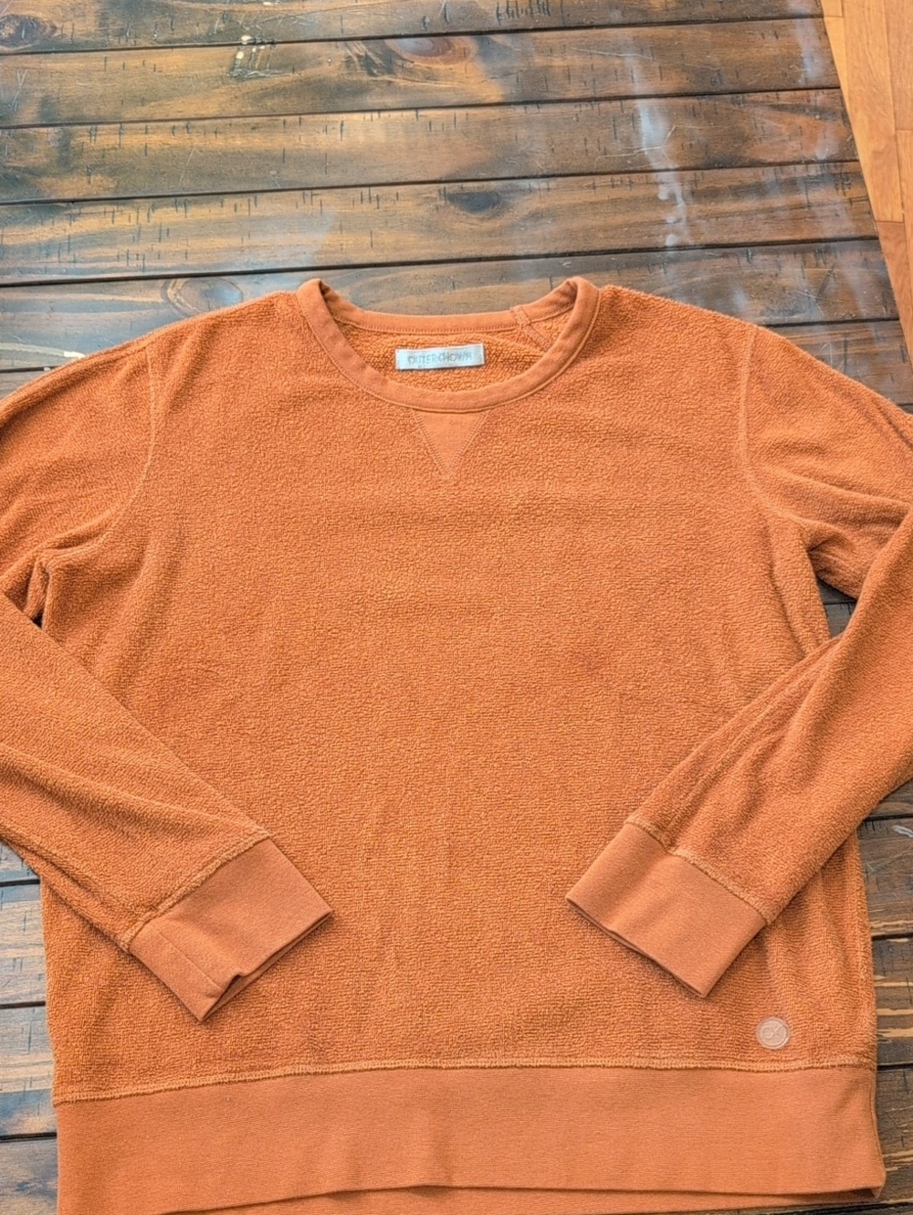 Outerknown High tide Terry Cloth Crewneck Sweatshirt Burnt Orange Organic Cotton